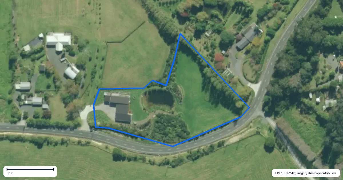Property context map for 2306 Cove Road, Mangawhai