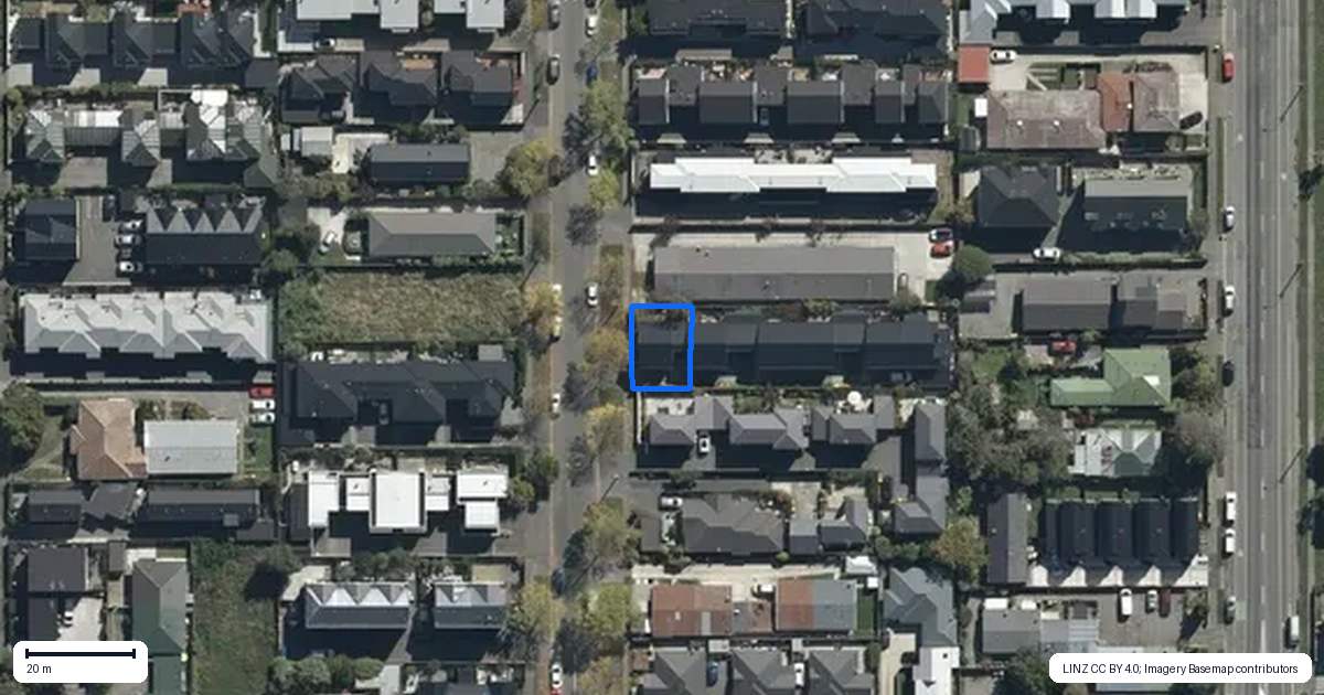 Property context map for 1/60 Bishop Street, St Albans, Christchurch
