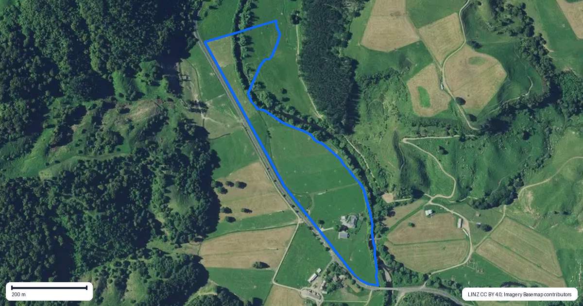 Property context map for 1811 Otewa Road, Waimahora, Otorohanga