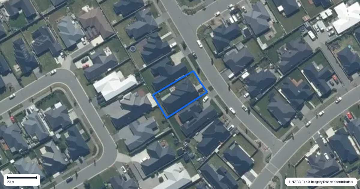 Property context map for 16 Flock Street, Rolleston