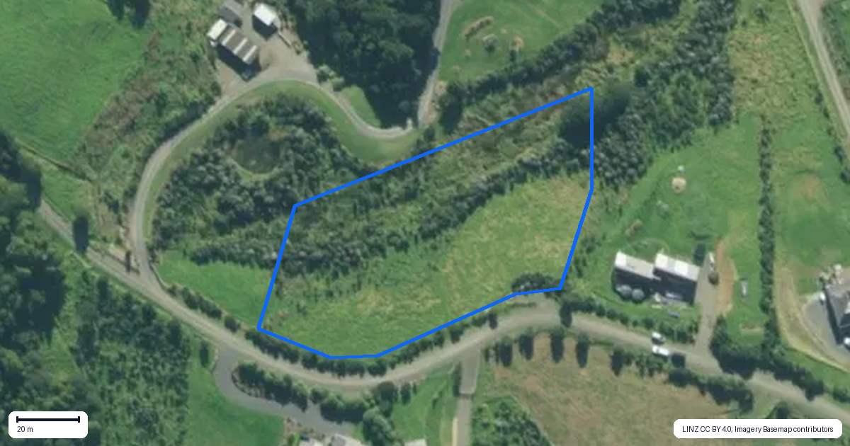 Property context map for 14 Pa Hill Lane, Mangawhai