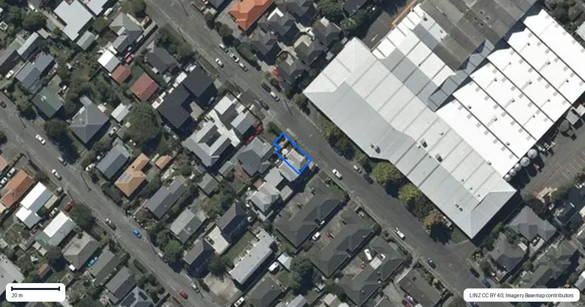 Property context map for 1/20 Hume Street, Sydenham, Christchurch