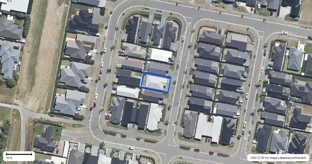 Property context map for 17 Ngahau Street, Kaiapoi