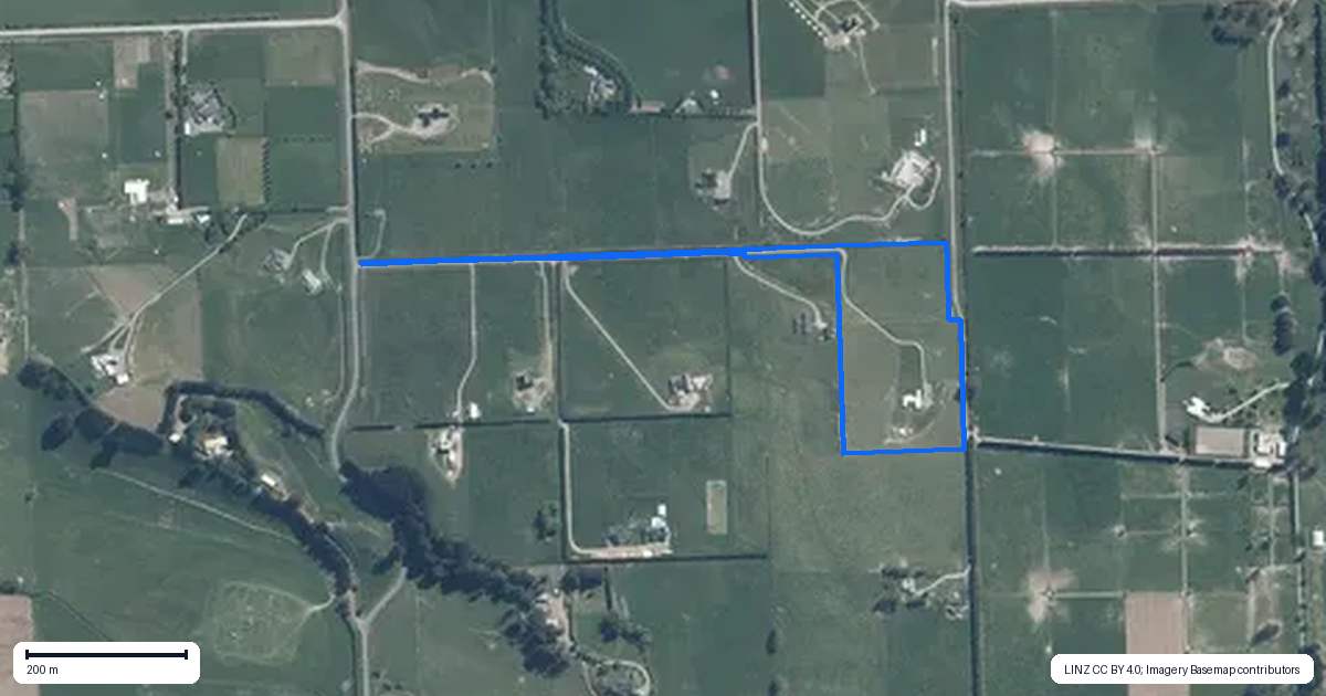 Property context map for 148 Kennedys Hill Road, Fernside, Rangiora