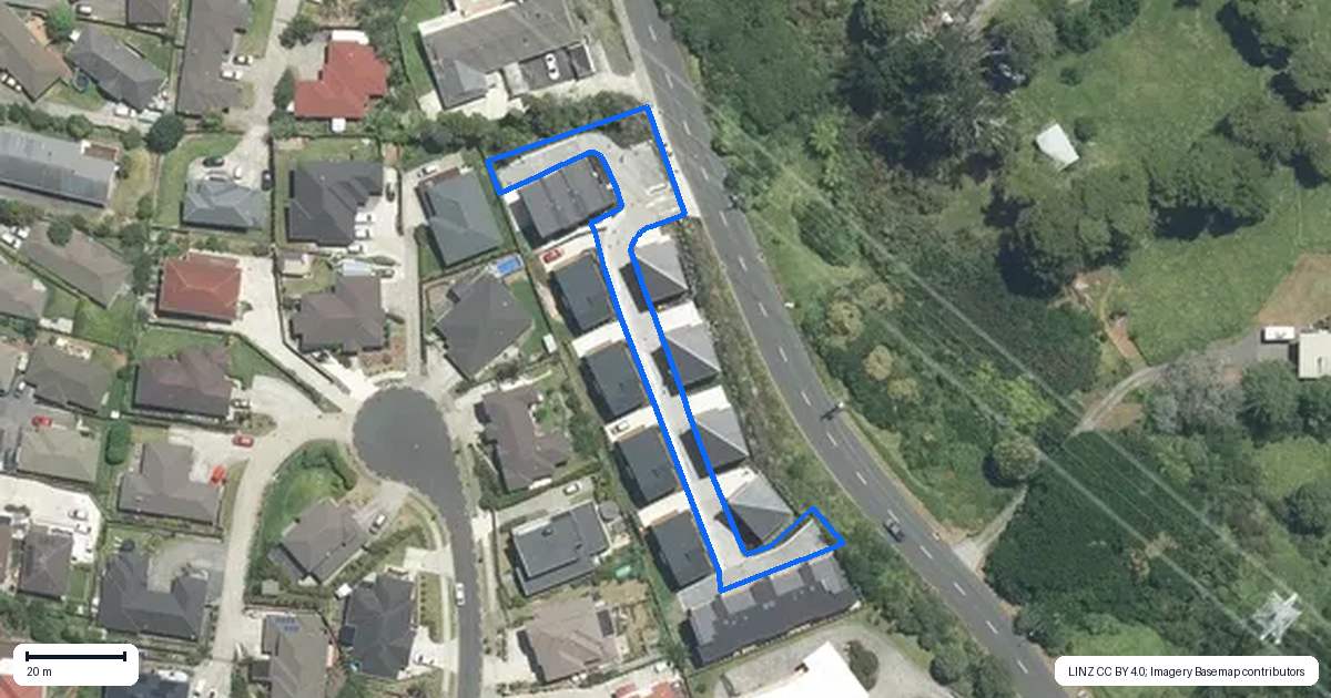 Property context map for 1 Timo Way, Flat Bush, Auckland