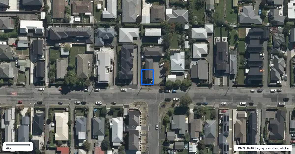 Property context map for 1/27 Winton Street, St Albans, Christchurch
