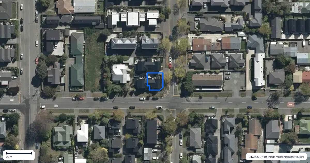 Property context map for 1/45 Bishop Street, St Albans, Christchurch