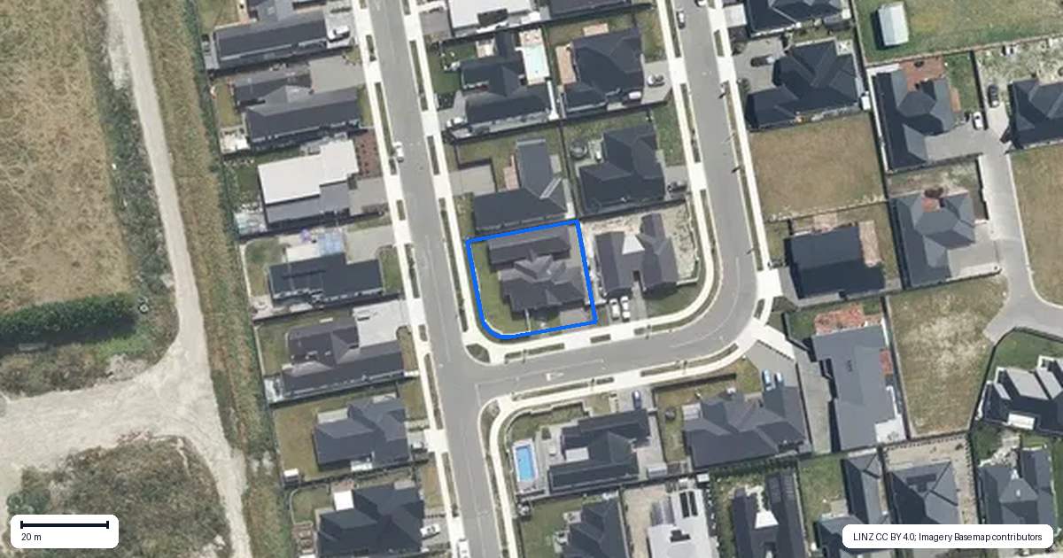 Property context map for 20 Lusk Street, Rangiora