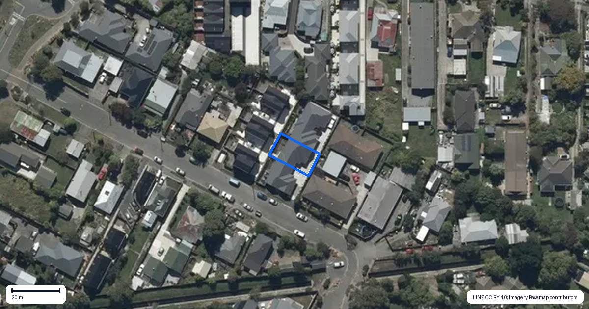 Property context map for 2/164 Bordesley Street, Phillipstown, Christchurch