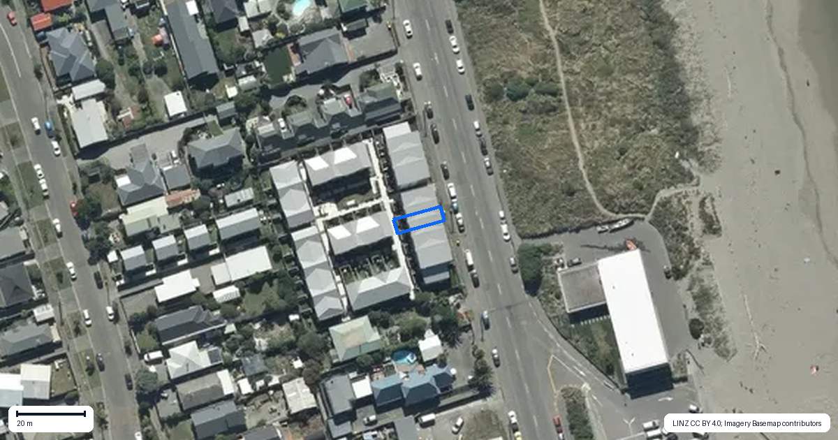 Property context map for 6/180 Marine Parade, New Brighton, Christchurch