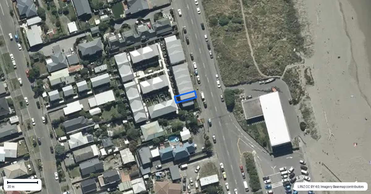 Property context map for 9/180 Marine Parade, New Brighton, Christchurch