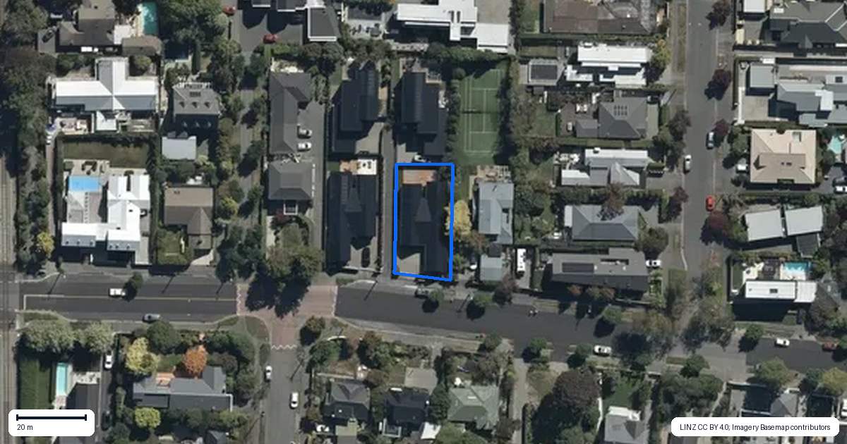Property context map for 20 Wroxton Terrace, Merivale, Christchurch