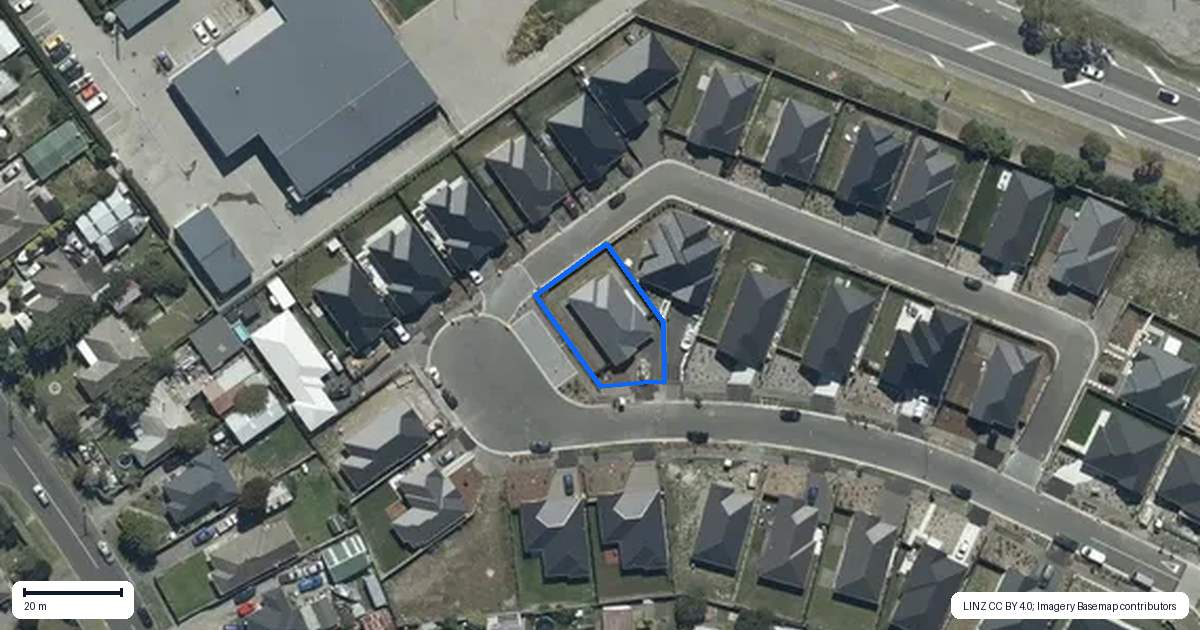 Property context map for 16 Poipoi Place, Aranui, Christchurch