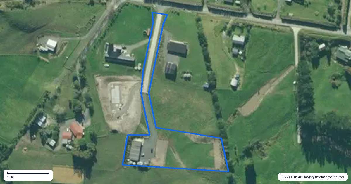 Property context map for 193B Cames Road, Mangawhai