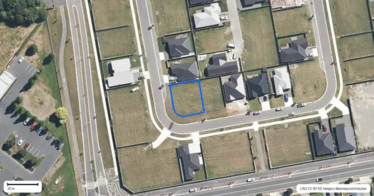 Property context map for 20 Hanmer Crescent, Rangiora
