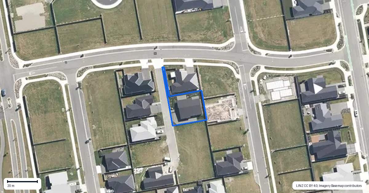 Property context map for 1 Bamberger Way, Rangiora
