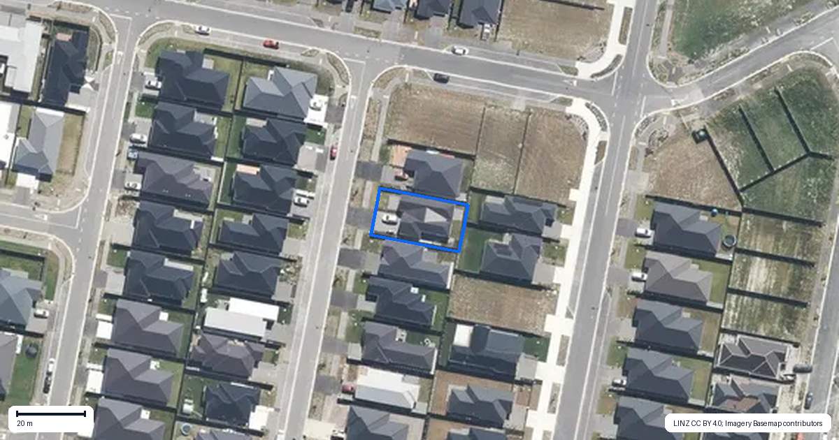 Property context map for 20 Pender Street, Kaiapoi