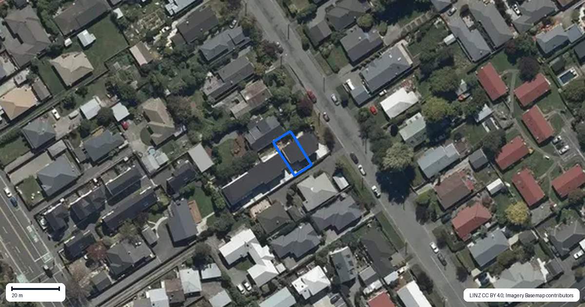 Property context map for 2/21 Mersey Street, St Albans, Christchurch