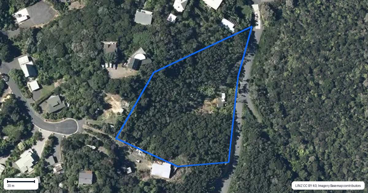 Property context map for 58 Little Bay Drive, Waikawau, Coromandel