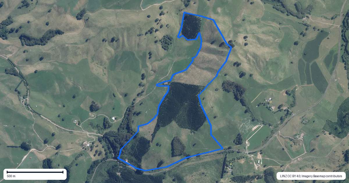 Property context map for 1448 Te Kopia Road, Waikite Valley, Ngakuru