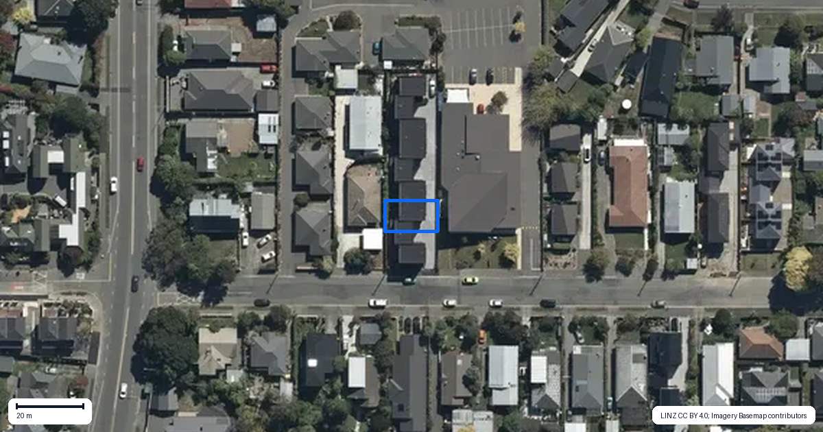 Property context map for 2/55 Cornwall Street, St Albans, Christchurch