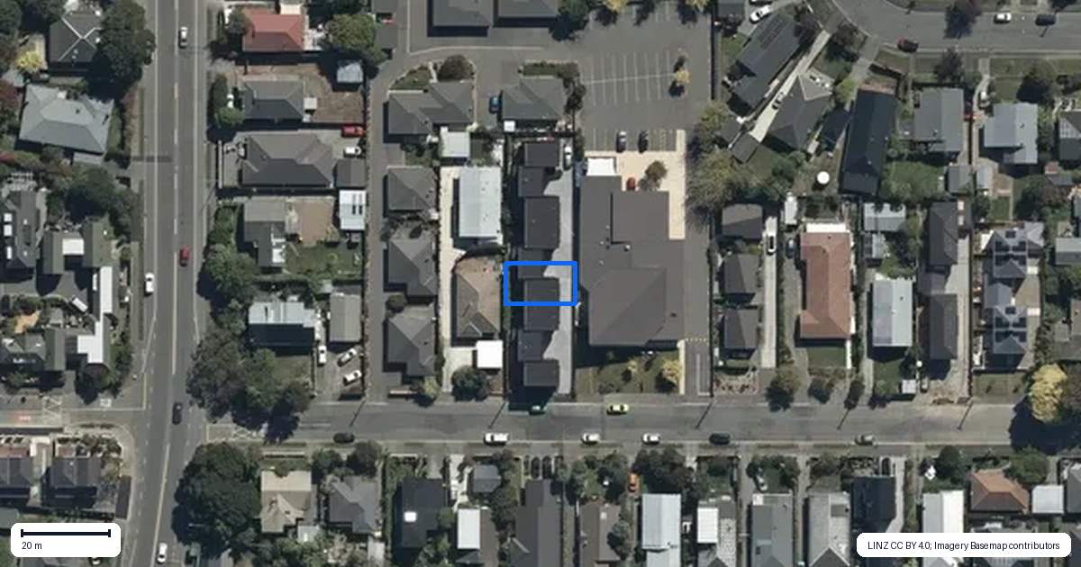 Property context map for 3/55 Cornwall Street, St Albans, Christchurch