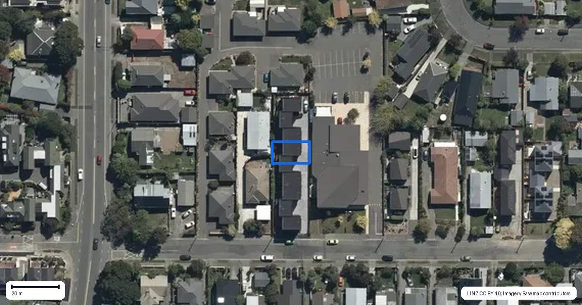 Property context map for 4/55 Cornwall Street, St Albans, Christchurch