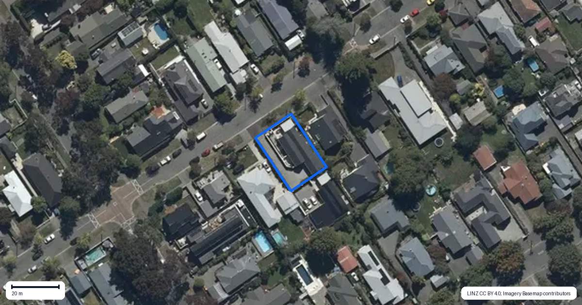 Property context map for 64 Perry Street, Papanui, Christchurch
