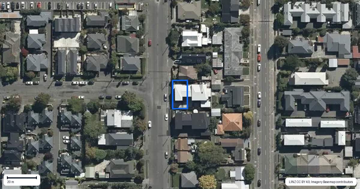 Property context map for 1/76 Caledonian Road, St Albans, Christchurch