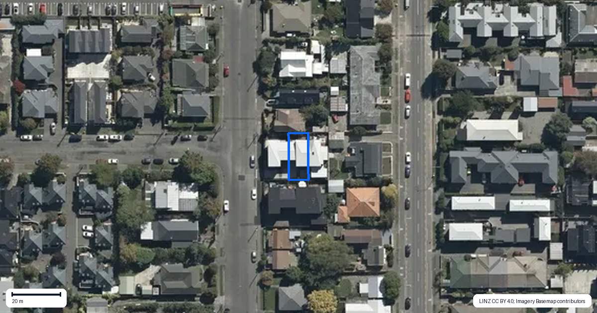 Property context map for 2/76 Caledonian Road, St Albans, Christchurch