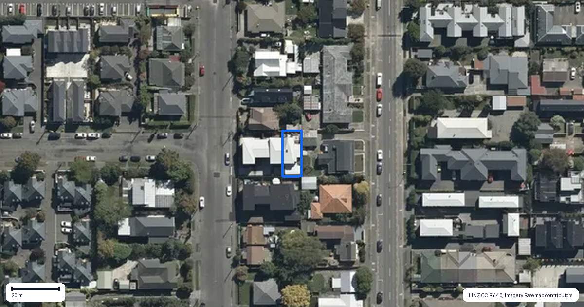 Property context map for 3/76 Caledonian Road, St Albans, Christchurch