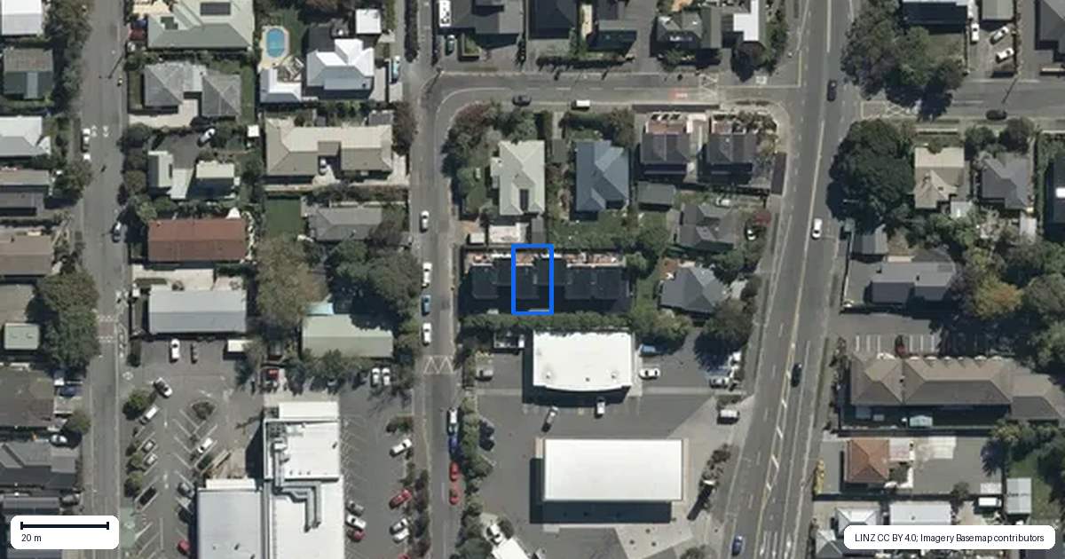 Property context map for 2/18 Cornwall Street, St Albans, Christchurch