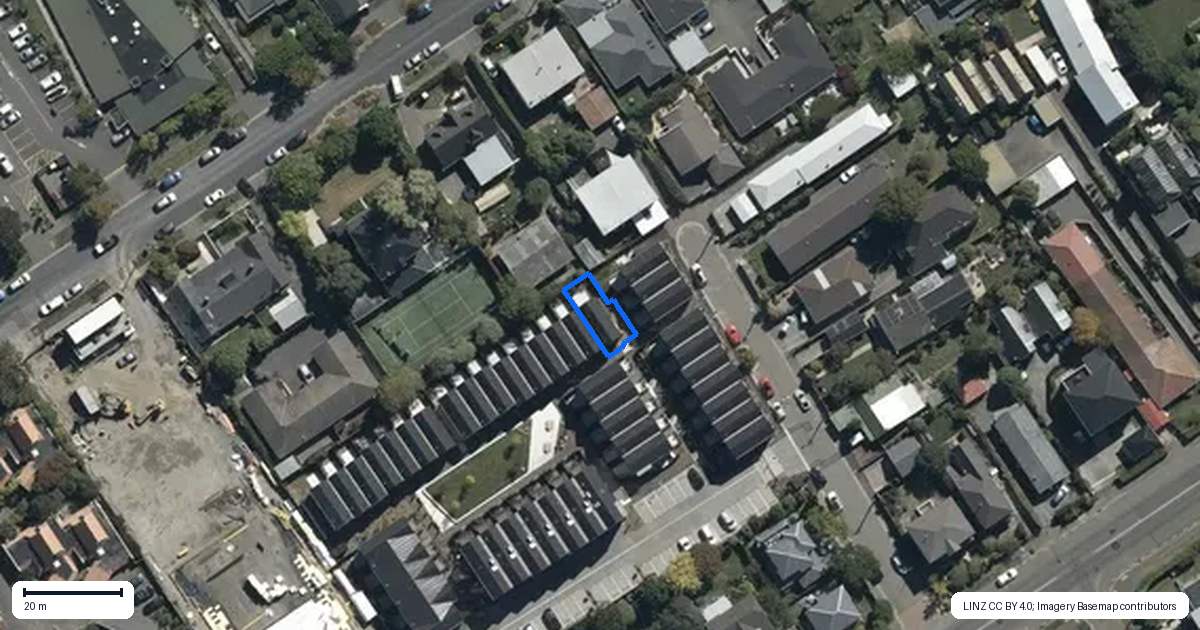 Property context map for 1/13 Donald Place, St Albans, Christchurch