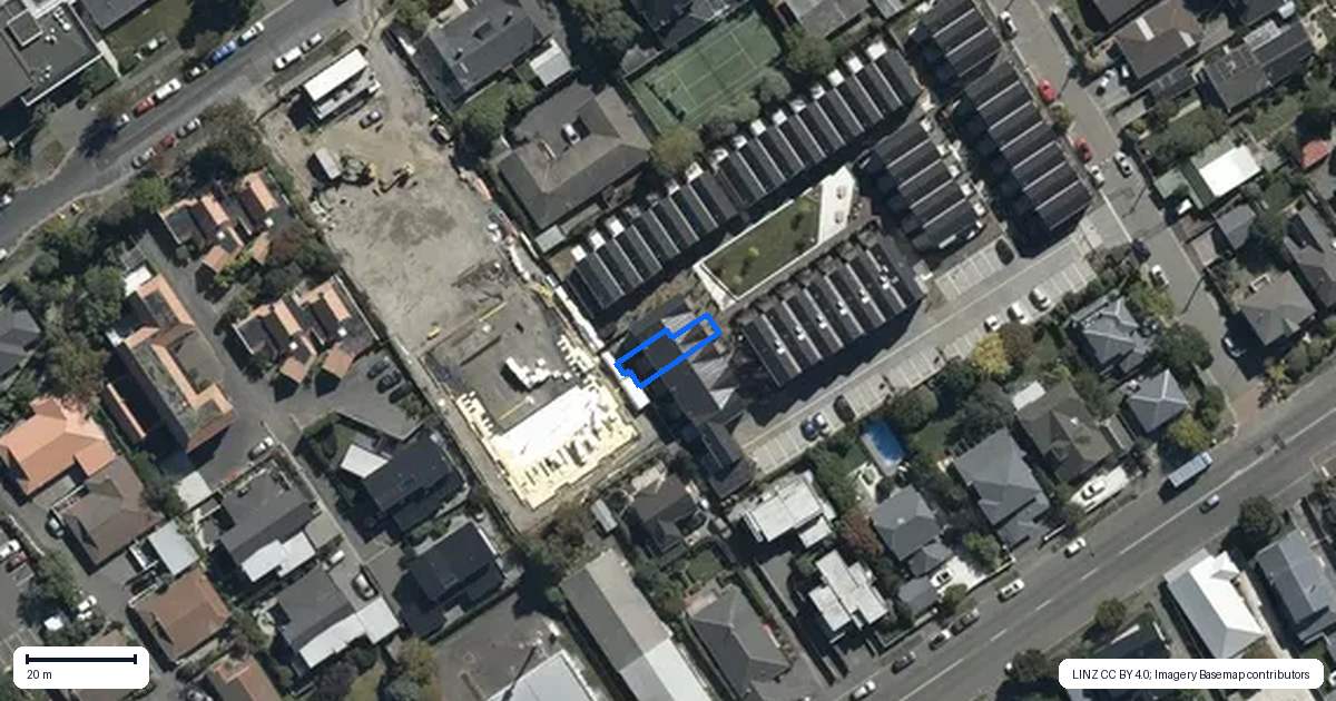 Property context map for 5/17 Donald Place, St Albans, Christchurch