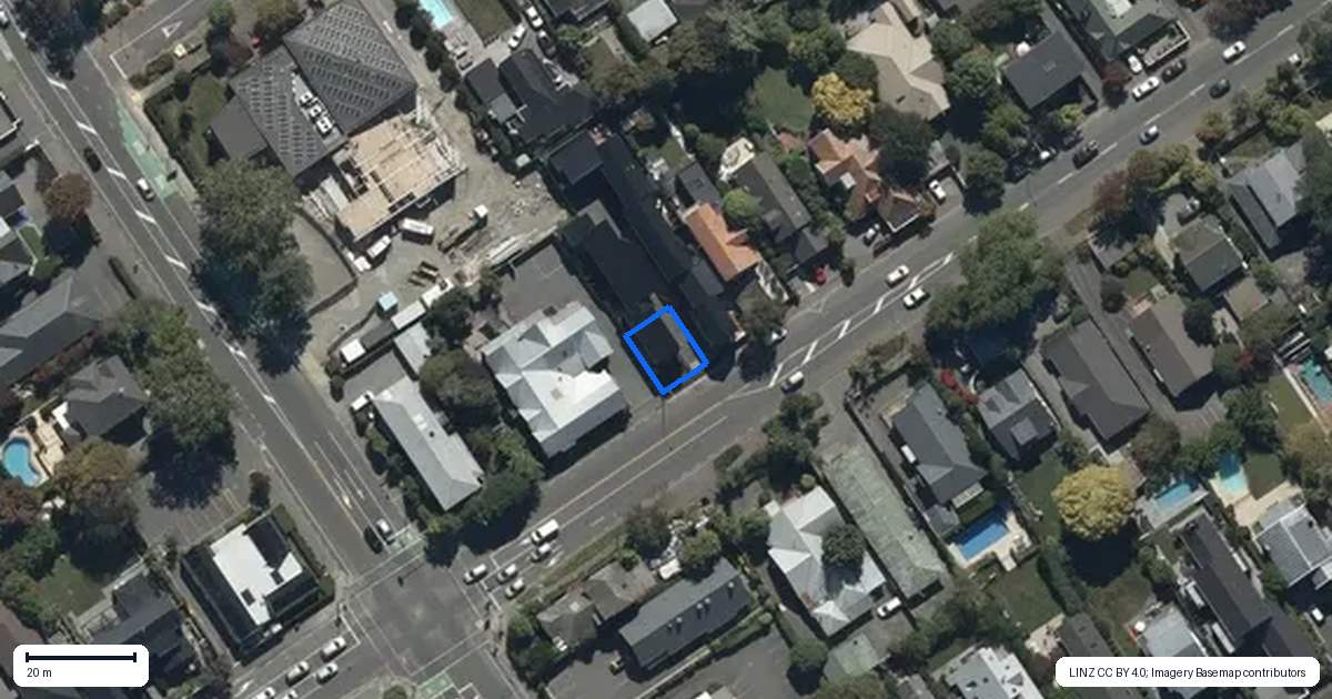 Property context map for 1/9 Innes Road, St Albans, Christchurch