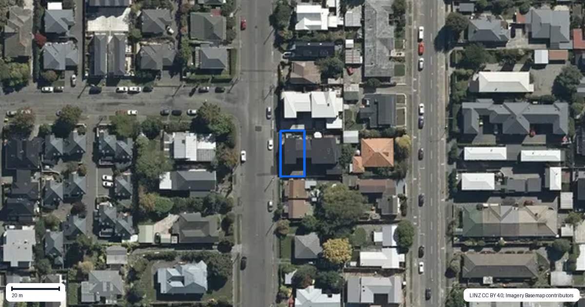 Property context map for 1/74 Caledonian Road, St Albans, Christchurch