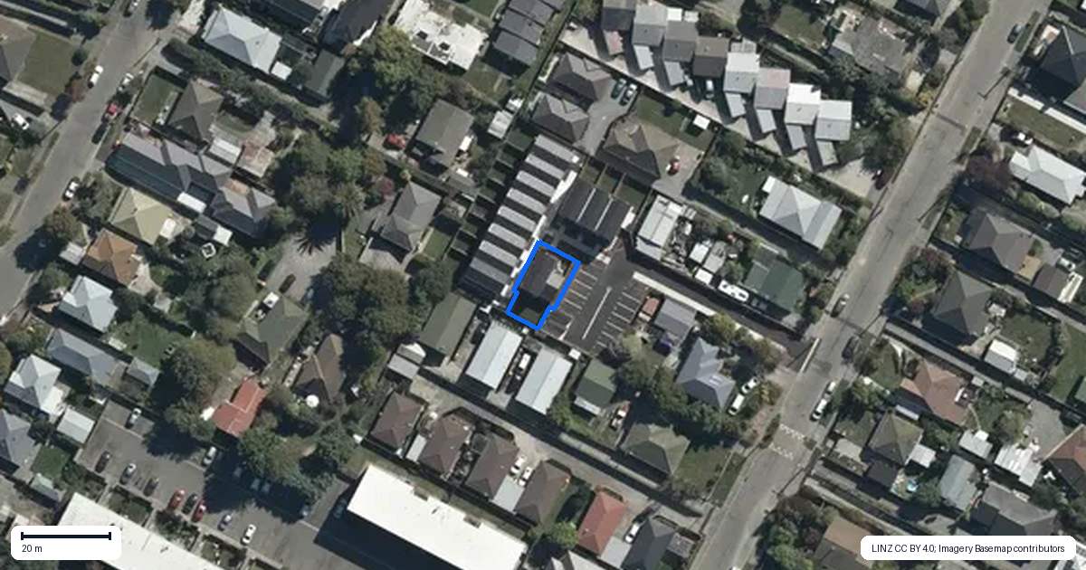 Property context map for 1/45 Bordesley Street, Phillipstown, Christchurch