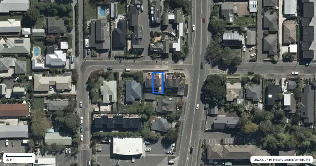 Property context map for 2/30 Cornwall Street, St Albans, Christchurch