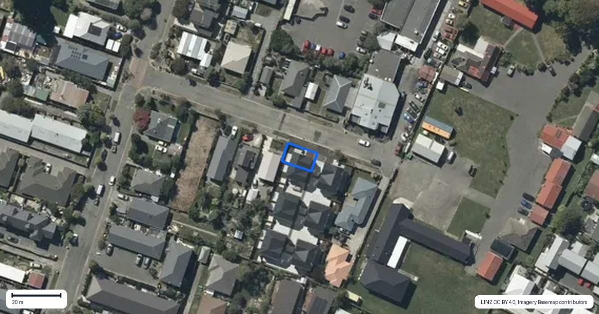 Property context map for 1/14 Short Street, Waltham, Christchurch