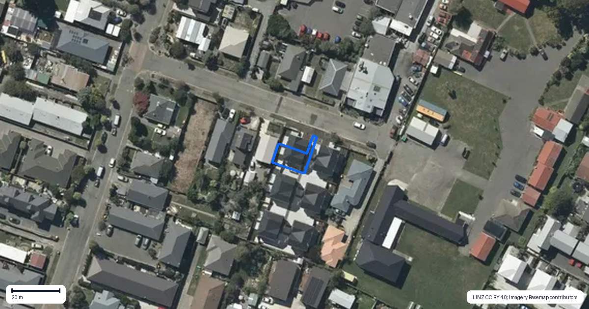 Property context map for 2/14 Short Street, Waltham, Christchurch