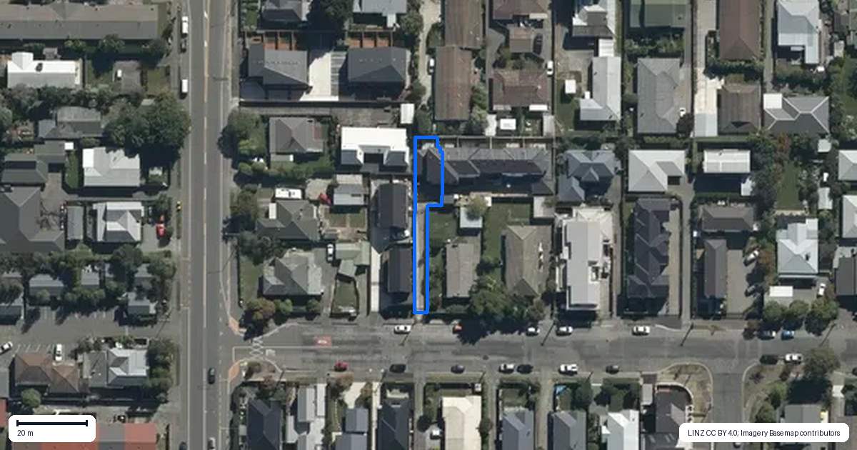 Property context map for 1/9A Winton Street, St Albans, Christchurch