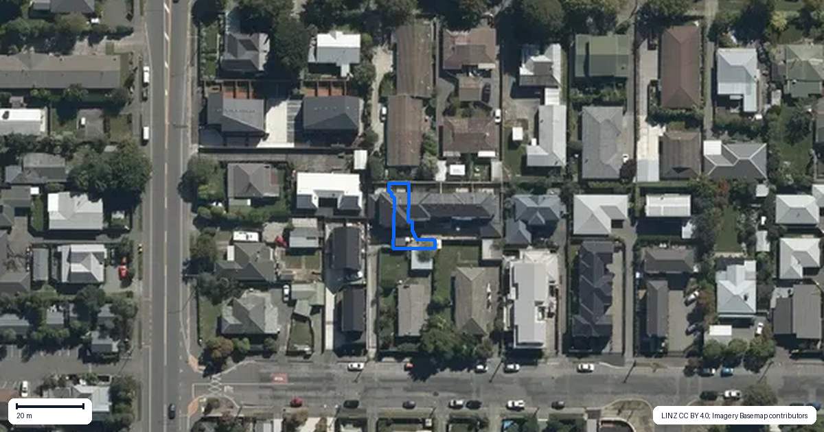 Property context map for 2/9A Winton Street, St Albans, Christchurch
