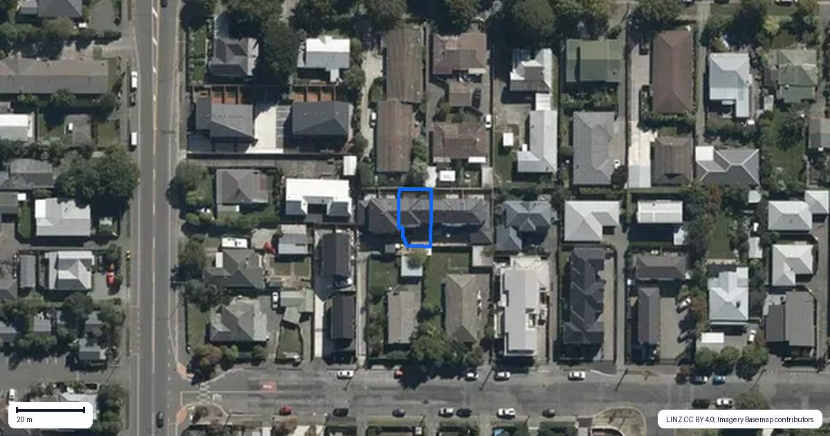 Property context map for 3/9A Winton Street, St Albans, Christchurch