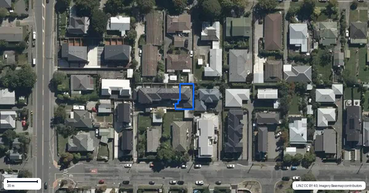Property context map for 5/9A Winton Street, St Albans, Christchurch
