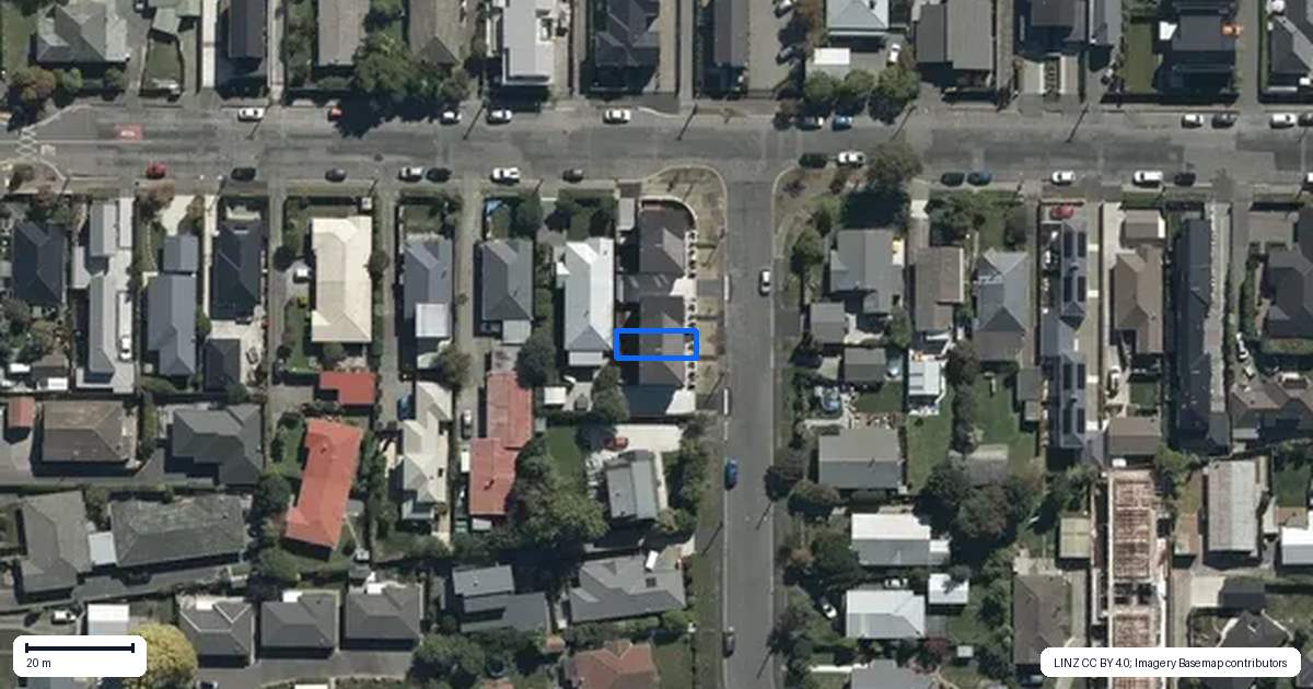 Property context map for 2/26 Winton Street, St Albans, Christchurch