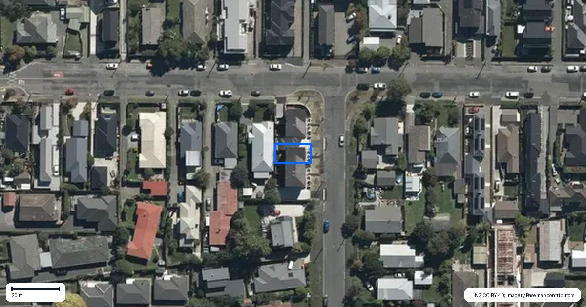Property context map for 3/26 Winton Street, St Albans, Christchurch