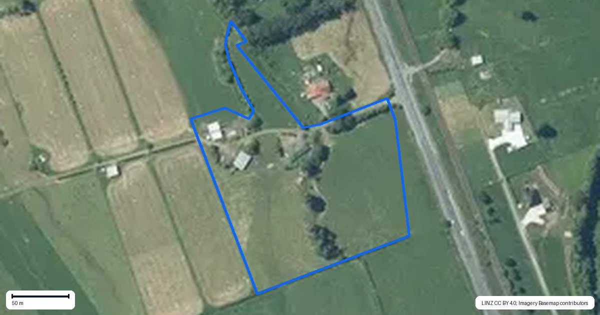 Property context map for 1062 Mountain Road, Waiongana, Inglewood