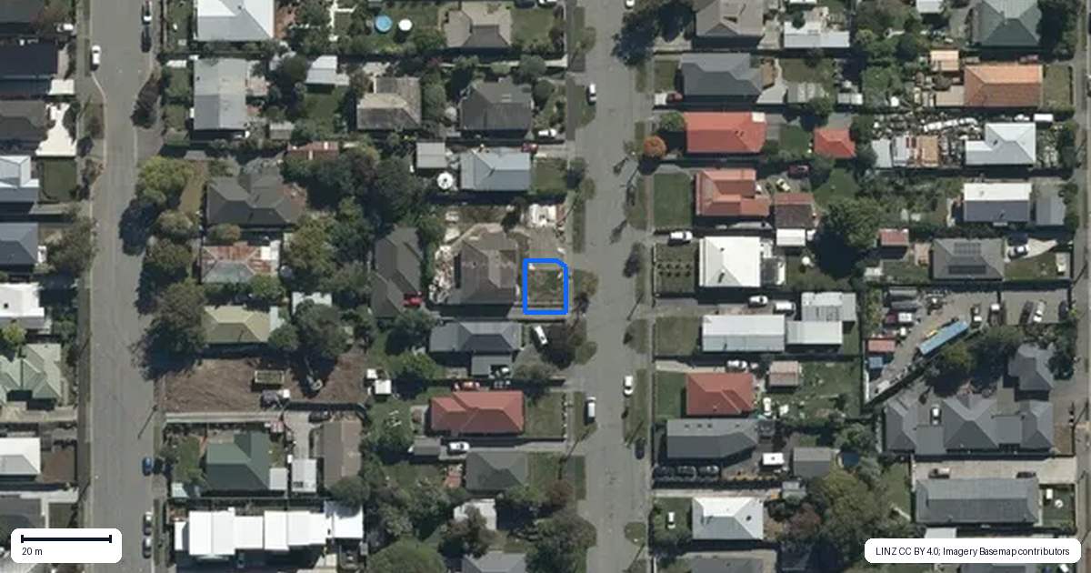 Property context map for 1/23 Woodville Street, Edgeware, Christchurch