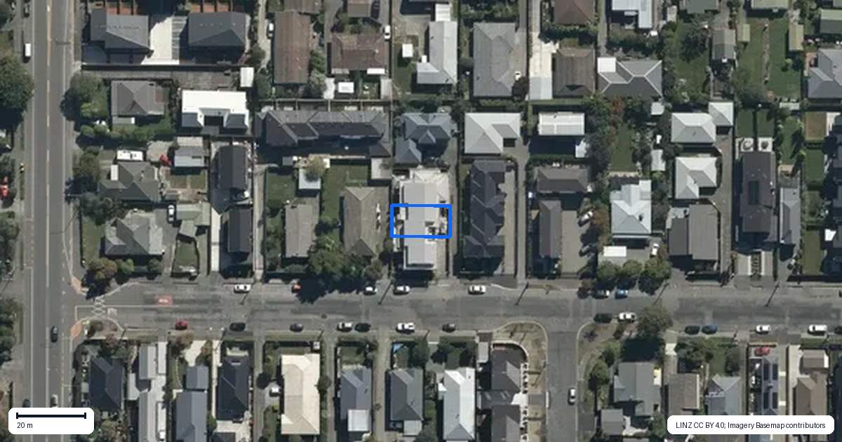 Property context map for 2/19 Winton Street, St Albans, Christchurch
