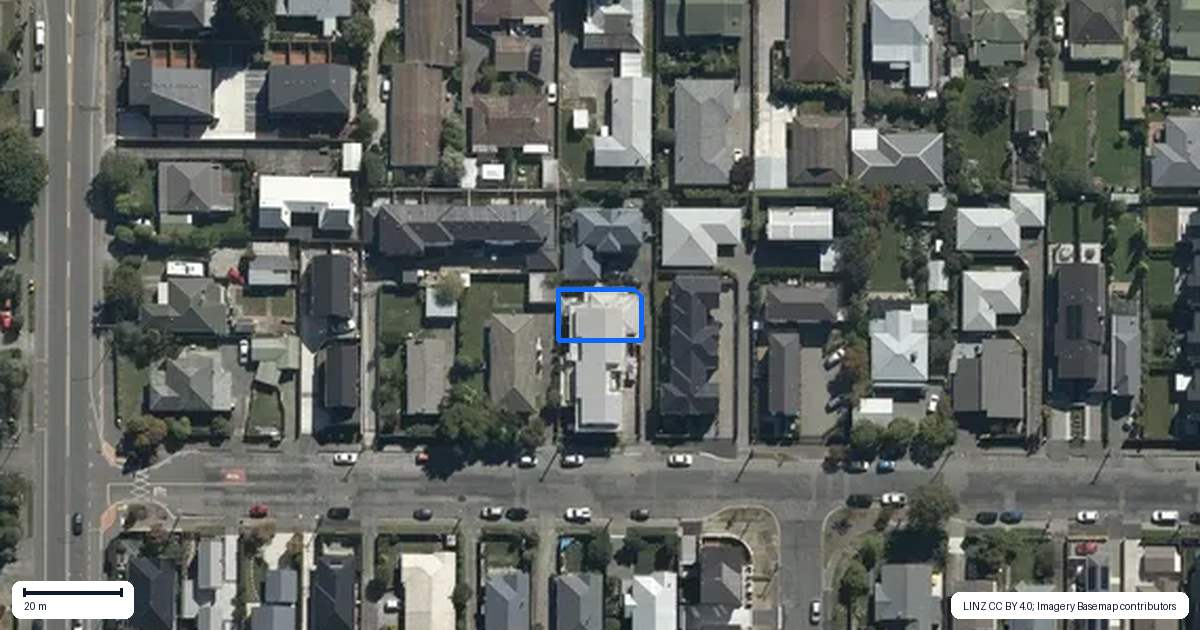 Property context map for 3/19 Winton Street, St Albans, Christchurch